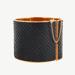 Celine Black Snakeskin Wide Cuff